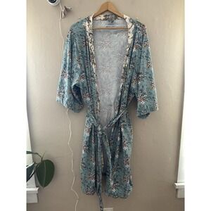 Vera Bradley Womens Bath Robe Size 2x 3x Rosy Outlook Blue Sleepwear Lounge